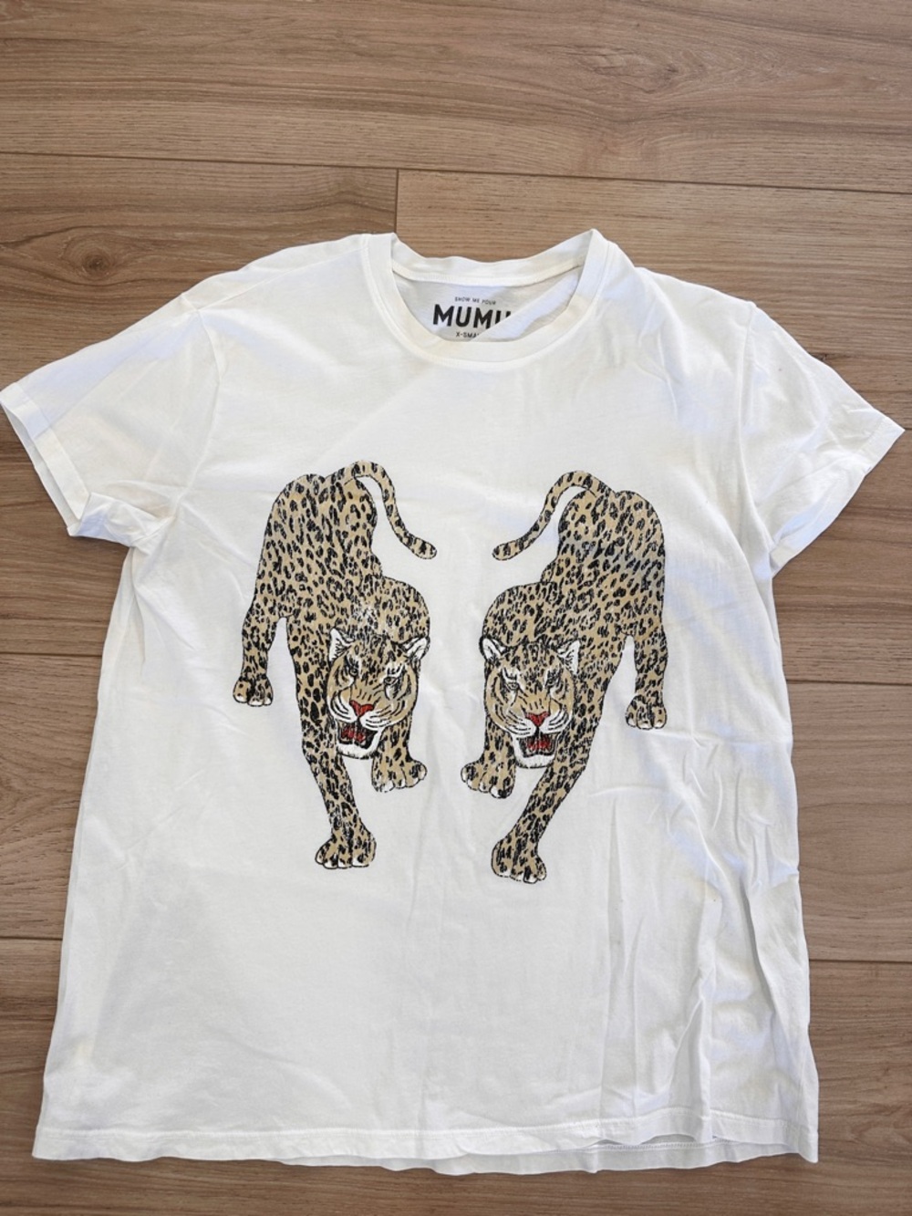 Show Me Your MuMu Cream Leopard Double-Print Short Sleeve Tee - Picture 2 of 3